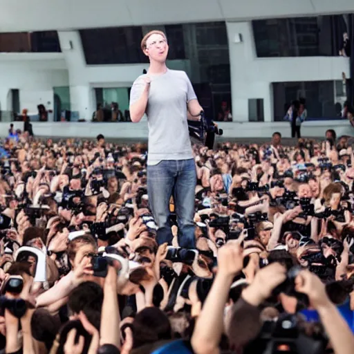 Image similar to cyborg mark zuckerberg controlling a crowd of people with vr headsets