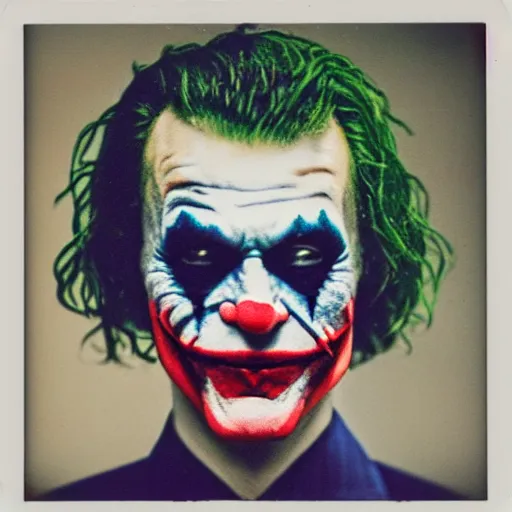 Prompt: a polaroid of the joker