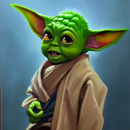 Image similar to greg manchess portrait painting of baby yoda grogu as overwatch character, medium shot, asymmetrical, profile picture, organic painting, sunny day, matte painting, bold shapes, hard edges, street art, trending on artstation, by huang guangjian and gil elvgren and sachin teng