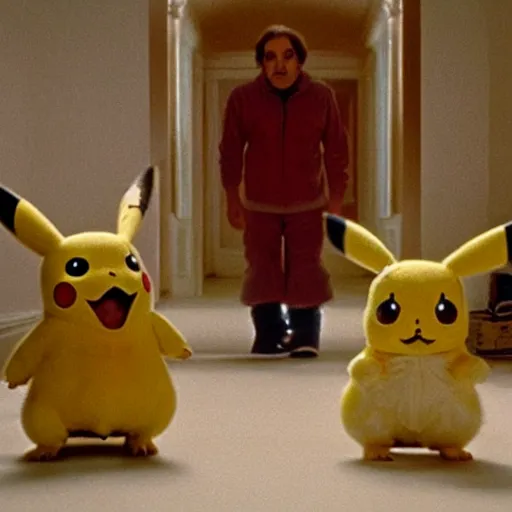 Prompt: pikachu in a scene from the shining