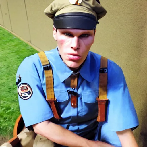 Prompt: Jerma985 as the Scout from Team Fortress 2