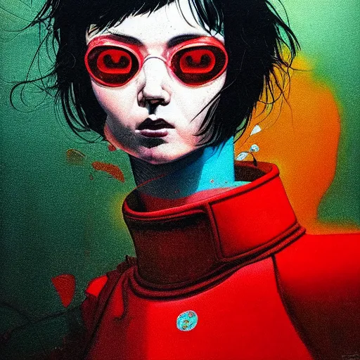 Image similar to prompt : soviet punk portrait soft light painted by james jean and katsuhiro otomo and erik jones, inspired by akira anime, smooth face feature, intricate oil painting, high detail illustration, sharp high detail, manga and anime 1 9 9 9