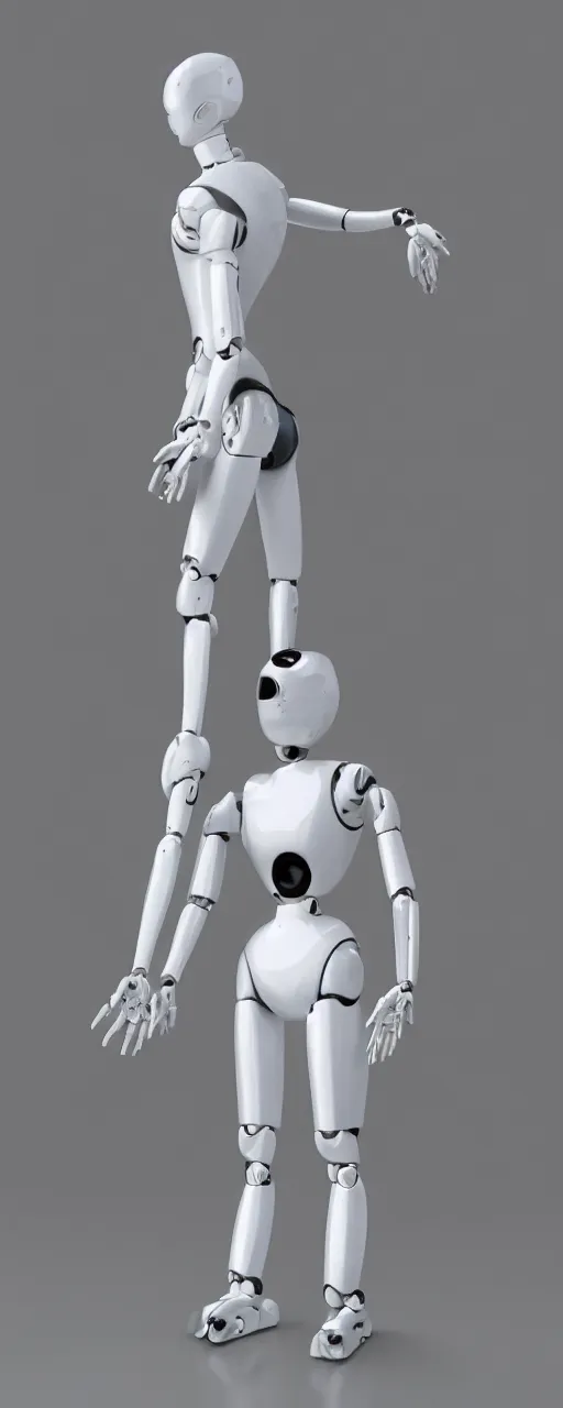 Image similar to very realistic humanoid robot standing in front white background