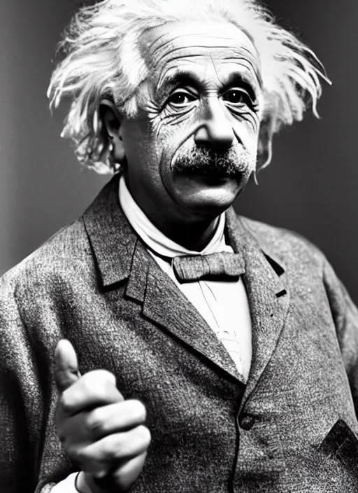Image similar to albert einstein in a rap battle. highly detailed, 8 k, realistic.