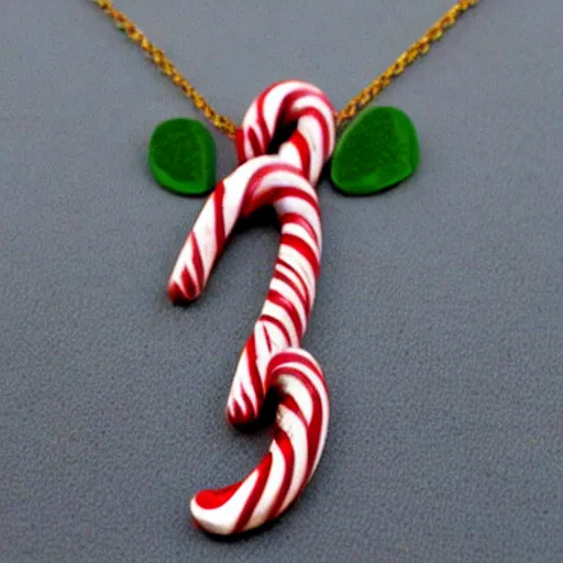 Image similar to candy cane necklace, photorealistic, beautiful, recursive