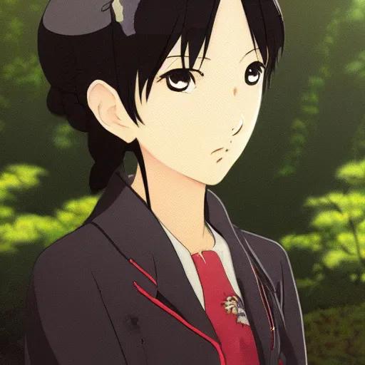 Image similar to Okada Yukiko portrait, by Dice Tsutsumi, Makoto Shinkai, Studio Ghibli