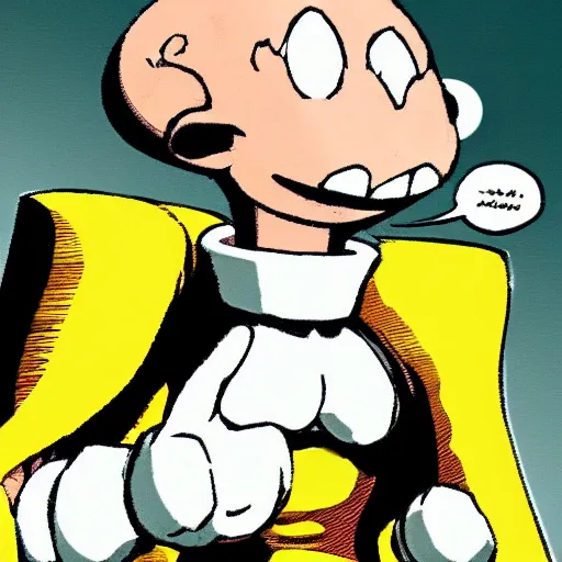 Image similar to Saitama as the cuphead boss