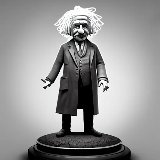 Image similar to albert einstein, highly detailed, extremely high quality, hd, 4 k, 8 k, 3 d rendered in octane, blender, realistic, detailed lighting, detailed shadows, sharp, no blur, edited, corrected, trending on artstation, digital art