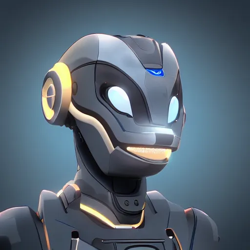 Prompt: robotic dolphin headshot profile picture, commission on FurAffinity, unreal engine