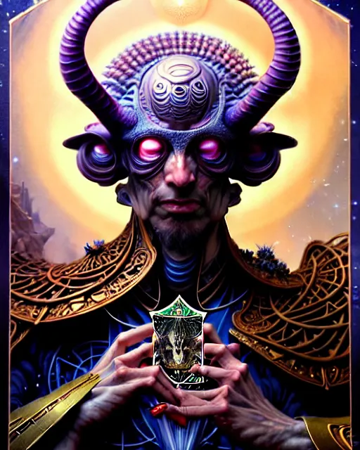 Prompt: the emperor tarot card, fantasy character portrait made of fractals, ultra realistic, wide angle, intricate details, the fifth element artifacts, highly detailed by peter mohrbacher, hajime sorayama, wayne barlowe, boris vallejo, aaron horkey, gaston bussiere, craig mullins