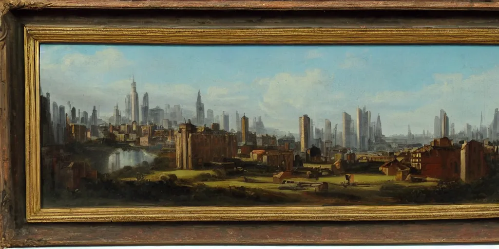 Prompt: stunning landscape painting of an city from 1 8 0 0