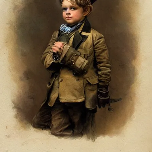 Image similar to (((((portrait of boy dressed as steampunk explorer scientist . muted colors.))))) by Jean-Baptiste Monge !!!!!!!!!!!!!!!!!!!!!!!!!!!