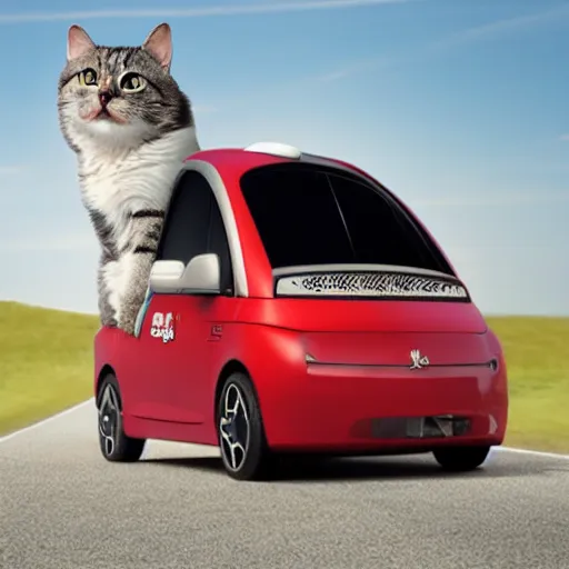 Image similar to promotional advertising photo of a cat car