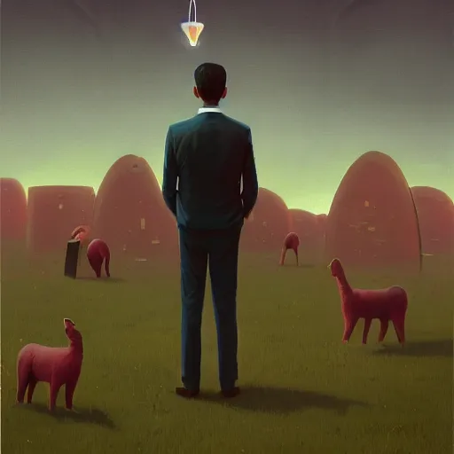 Image similar to man in a suit holding gem with curiosity, trying to learn, by simon stalenhag