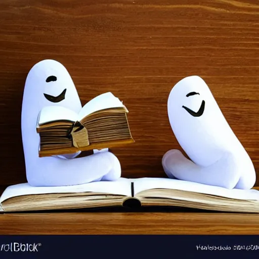 Prompt: ghosts read a book together