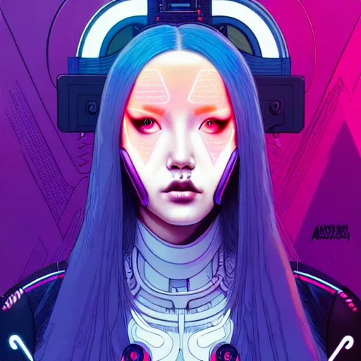 Prompt: portrait painting of a cyberpunk olivia hye from loona, sharp focus, award - winning, trending on artstation, masterpiece, highly detailed, intricate. art by josan gonzales and moebius and deathburger