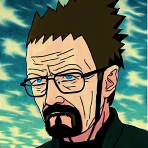 Image similar to walter white becomes naruto in horror film by van gough