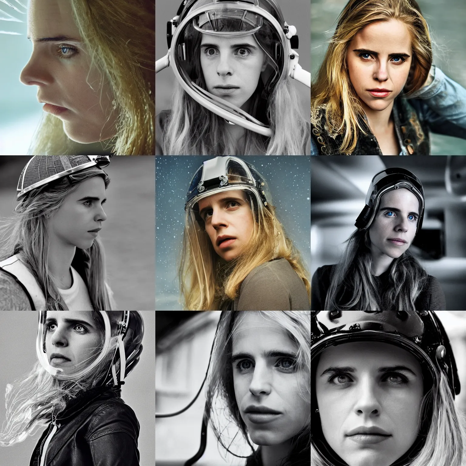 Prompt: beautiful extreme closeup portrait photo in style of frontiers in human underwater deep diving molecular science fashion magazine retrofuturism helmet brit marling edition, highly detailed, focus on face, soft lighting