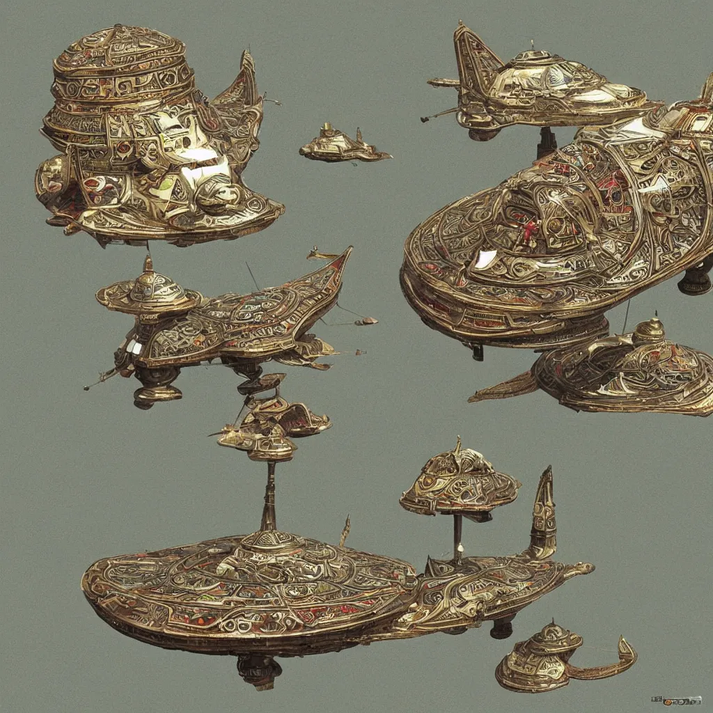 Prompt: a super realistic spaceship, Ottoman miniature style