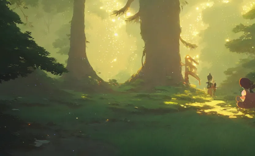 Image similar to fantasy forest with ancient old technology, cory loftis, james gilleard, atey ghailan, makoto shinkai, goro fujita, studio ghibli, rim light, exquisite lighting, clear focus, very coherent, plain background, soft painting