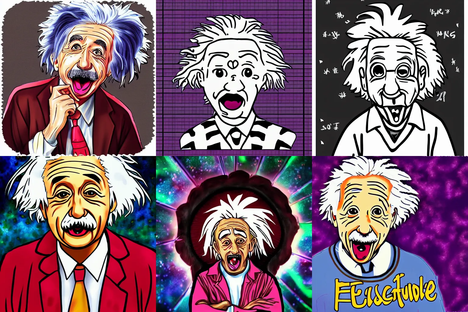 Prompt: Albert Einstein ahegao, anime, lo-fi cover