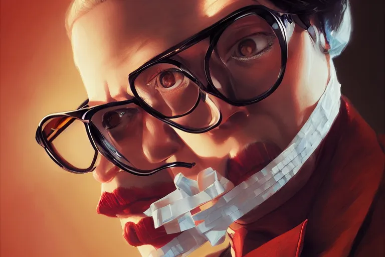 Prompt: portrait of the invisible man covered in bandages wearing a smoking jacket and railway glasses, halloween night, charlie bowater, artgerm, ilya kuvshinov, krenz cushart, ruan jia, realism, ultra detailed, 8 k resolution