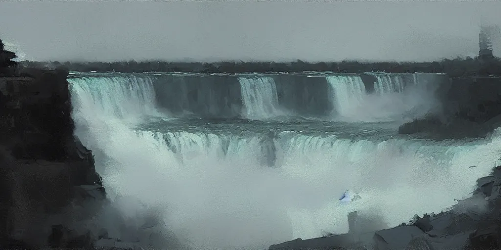 Image similar to niagara falls by jeremy mann, alla prima