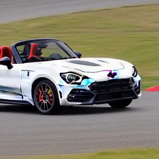 Image similar to a 2 0 1 7 abarth 1 2 4 spider driving on a race track