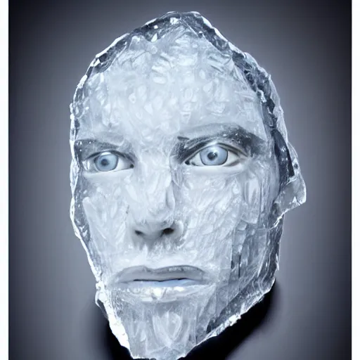 Prompt: a face made of ice made of keanu reaves