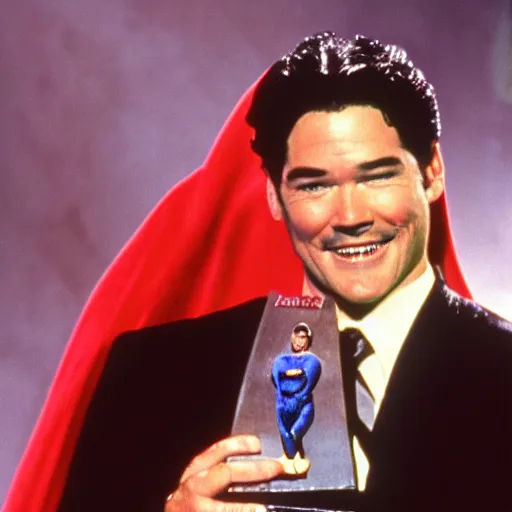Image similar to dean cain accepts the award for worst superman. 3 5 mm