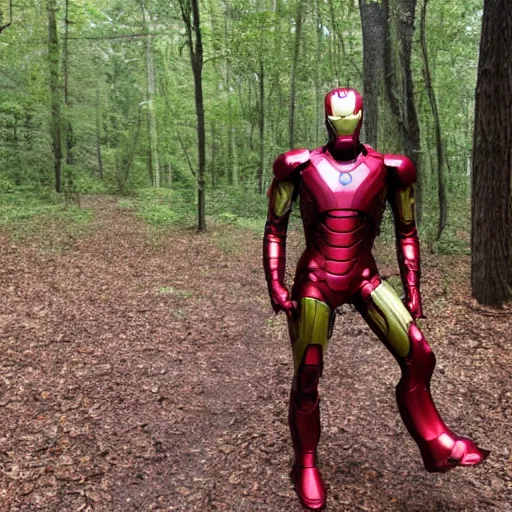 Image similar to rusty iron man suit in the woods