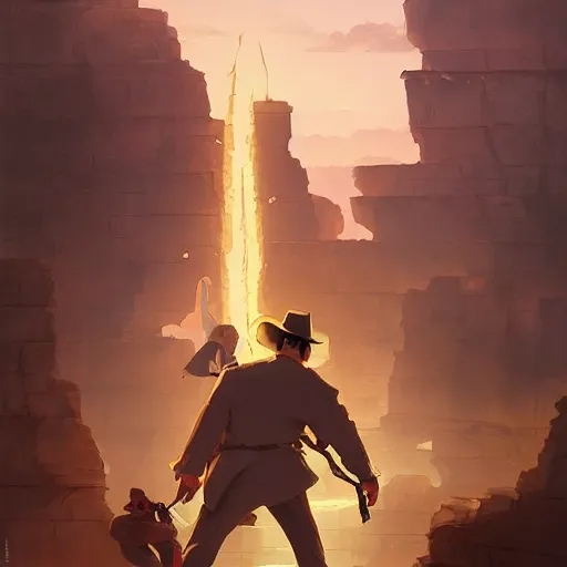 Image similar to hero world raiders of the lost ark 1 9 8 1, behance hd by jesper ejsing, by rhads, makoto shinkai and lois van baarle, ilya kuvshinov, rossdraws global illumination