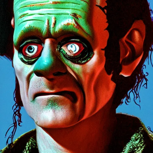 Image similar to bill murray as frankenstein's monster, high definition, color film, photorealistic,