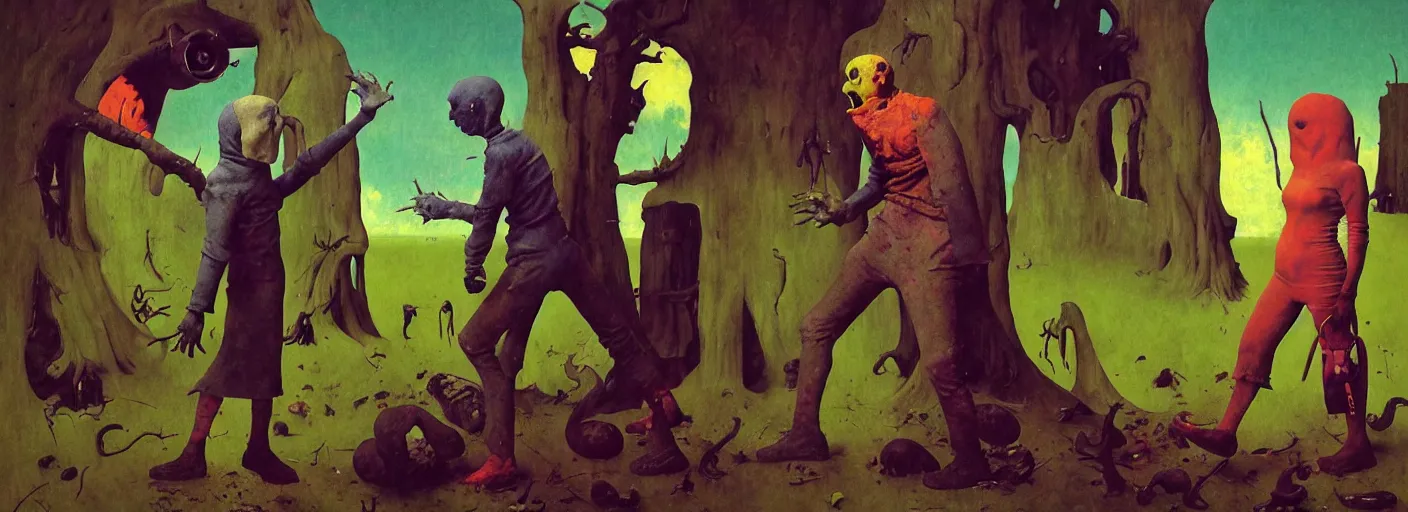 Image similar to full - body portrait surreal colorful clay fighting ghoul rpg character concept art anatomy, action pose, very coherent and colorful high contrast masterpiece by norman rockwell franz sedlacek hieronymus bosch dean ellis simon stalenhag rene magritte gediminas pranckevicius, dark shadows, sunny day, hard lighting, reference sheet white! background