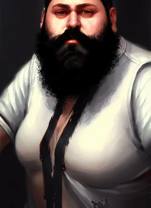 Image similar to a _ fantasy _ style _ portrait _ painting _ of white male short black hair chubby disconnected beard, rpg dnd oil _ painting _ unreal _ 5 _ daz. _ rpg _ portrait _ extremely _ detailed _ artgerm _ greg _ rutkowski _ greg