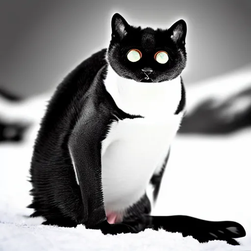 Image similar to a feline penguin - cat - hybrid, animal photography