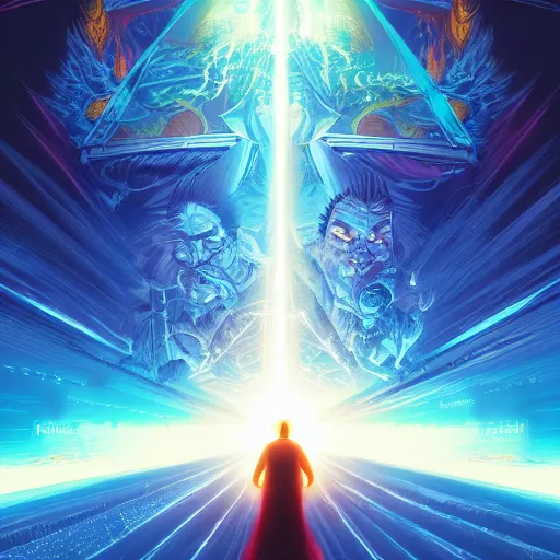 Prompt: the second coming of the tao, by dan mumford and yusuke murata and makoto shinkai and ross tran, cosmic, heavenly, god rays, intricate detail, cinematic, 8 k, cel shaded, unreal engine, featured on artstation, pixiv