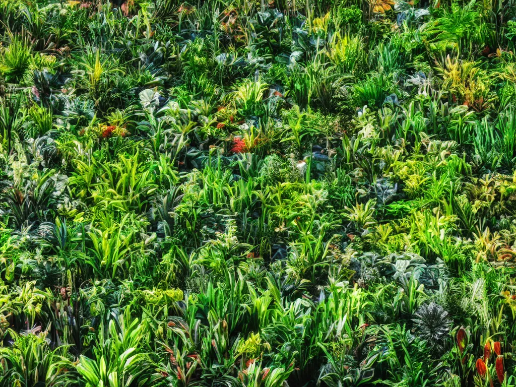 Image similar to professional digital art of a jungle of plastic plants, high quality, hd, 4 k, 8 k,