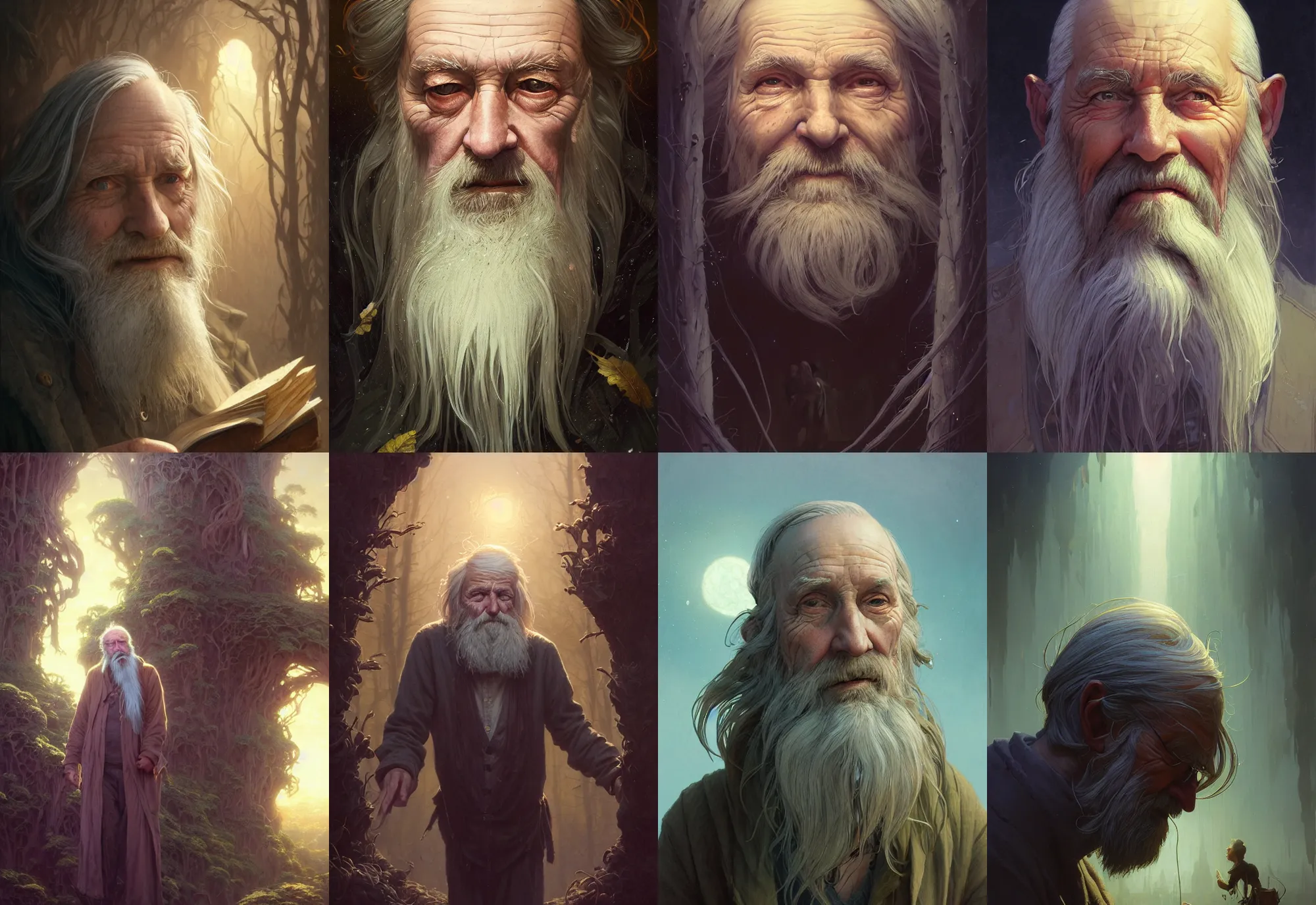 Prompt: highly detailed portrait of a very old man with long hairs, stephen bliss, unreal engine, fantasy art by greg rutkowski, loish, rhads, ferdinand knab, makoto shinkai and lois van baarle, ilya kuvshinov, rossdraws, tom bagshaw, alphonse mucha, global illumination, radiant light, detailed and intricate environment