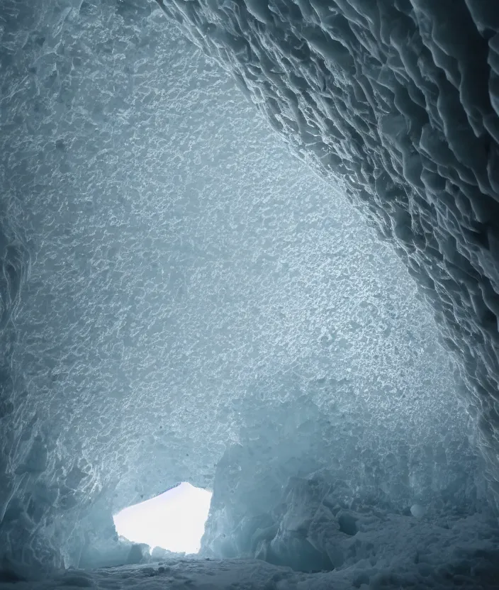 Image similar to cheese inside an ice cavern, 33mm photo