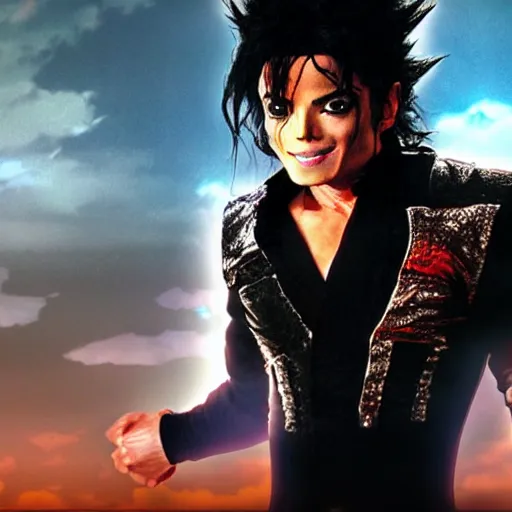 Prompt: still of michael jackson playing goku in the movie ( dragon ball evolution ), 4 k
