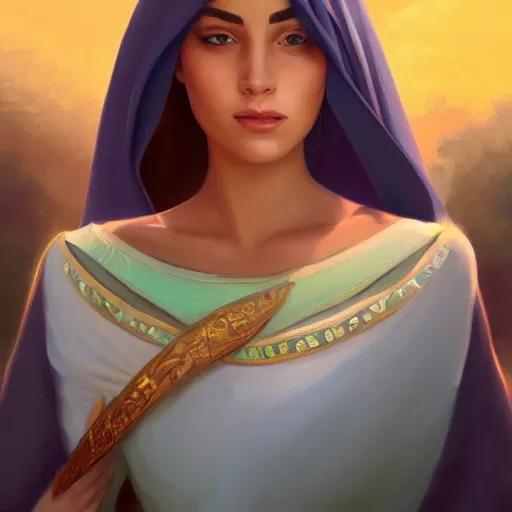 Image similar to a portrait of an arabian princess in a disney movie, oil painting, pale colors, high detail, 8 k, wide angle, trending on artstation,