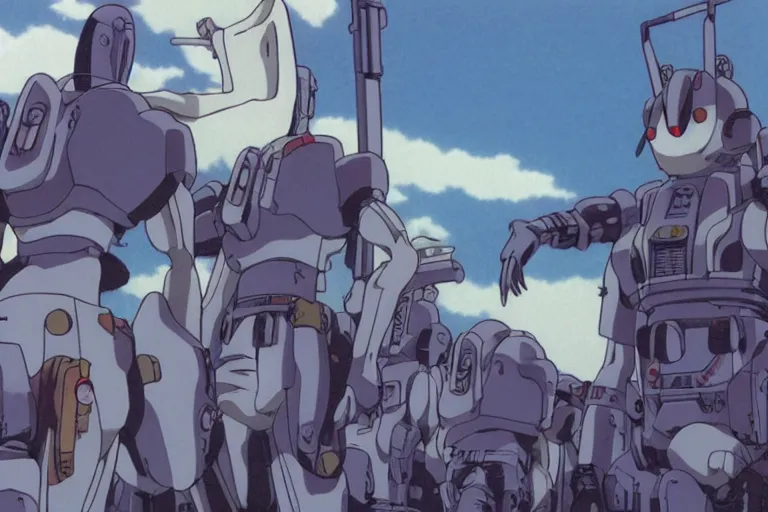 Image similar to still from anime sci-fi movie by Studio Ghibli, illustrations by Hayao Miyazaki, by Masamune Shirow