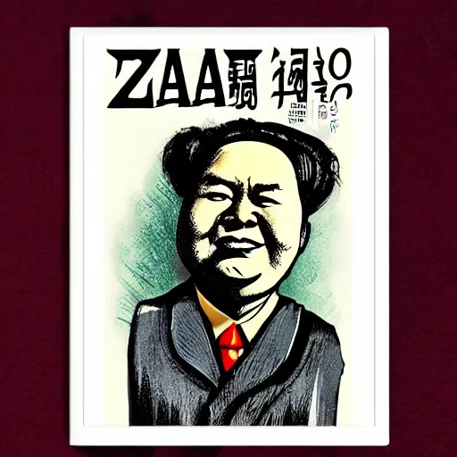 Image similar to mao zaedong in the style of alfred e neumann from mad magazine