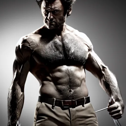 Image similar to the wolverine full body shot by yousuf karsh, golden hour, realistic, body shot, sharp focus, 8 k high definition, insanely detailed, intricate, elegant