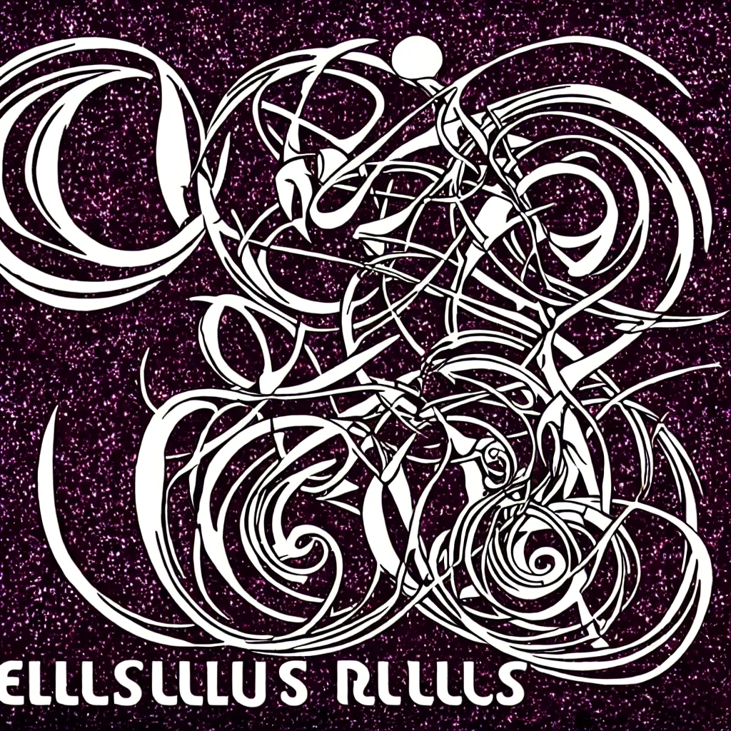 Image similar to Ellüs band logo named, 70s progressive rock inspired logo