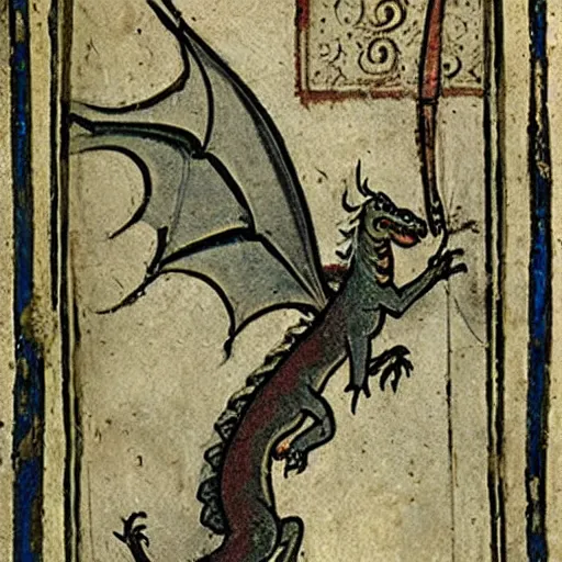 Prompt: a medieval picture of a dragon