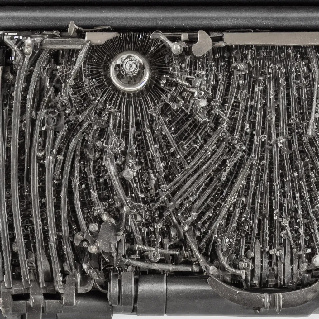 Image similar to product photo of a typewriter designed by hr giger