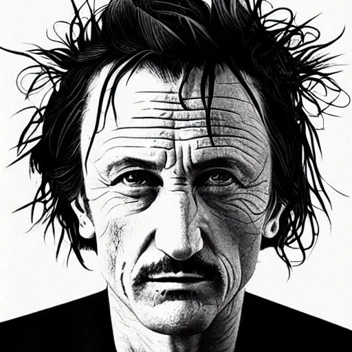 Image similar to “ sean penn retro minimalist portrait by jean giraud, moebius, sharp, smooth face, comic, 8 k ”