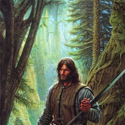 Image similar to Strider woodsman Aragorn by Mark Brooks, Donato Giancola, Victor Nizovtsev, Scarlett Hooft, Graafland, Chris Moore